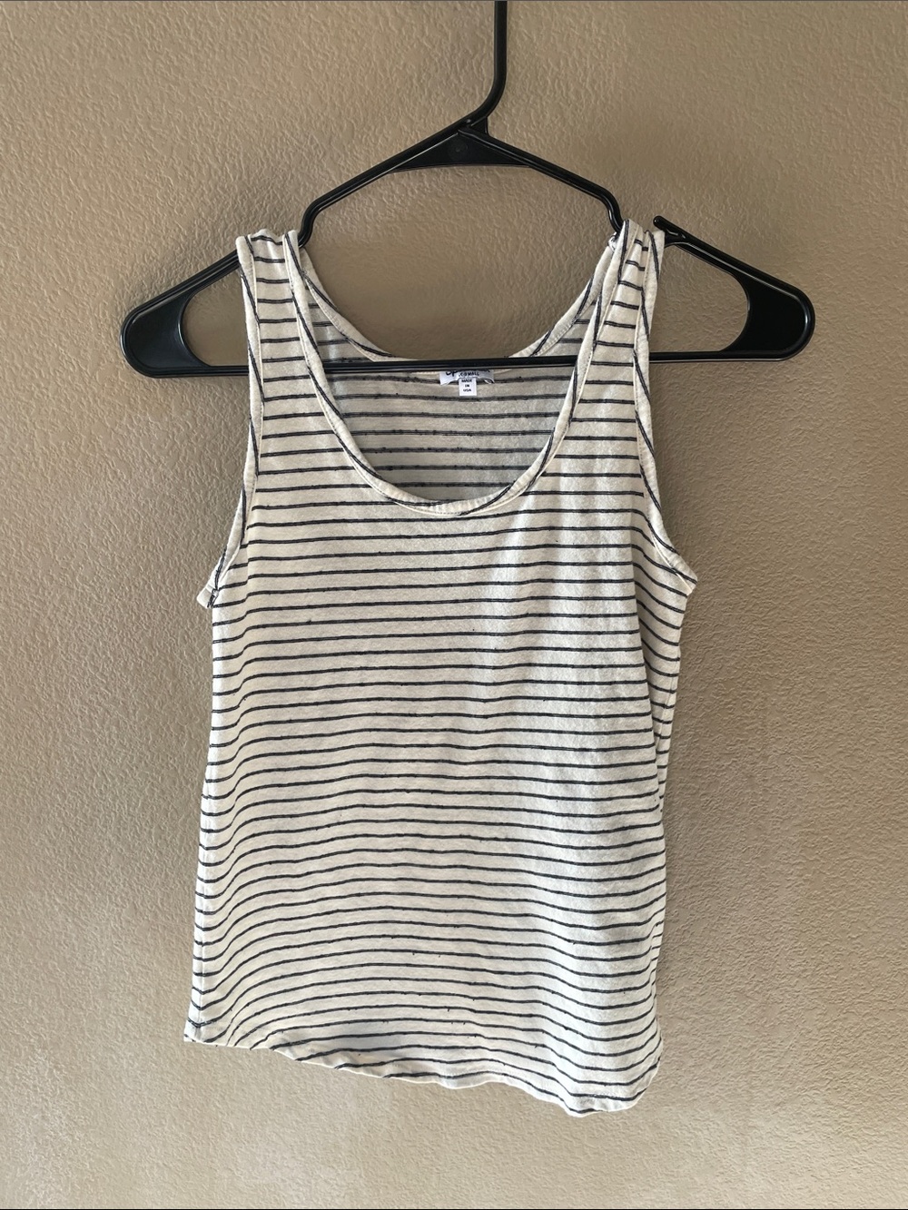 Splendid White Tank Top with Black Stripes